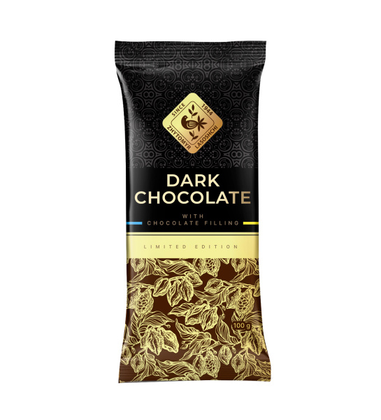 Dark chocolate (black) with chocolate filling, 100g
